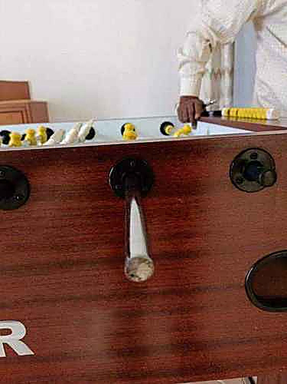 Wooden Foosball Table Close Up Details
